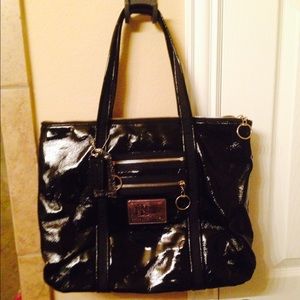 Authentic Coach Poppy hand bag black metallic.