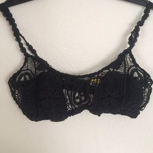 Black crochet bikini top