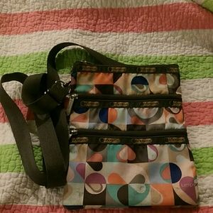 Multicolor with brown accent cross body bag