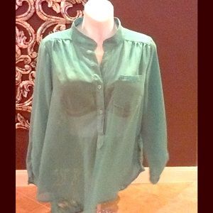 Green sheer blouse