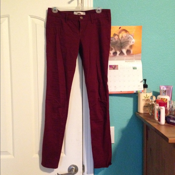Burgundy hollister jeans