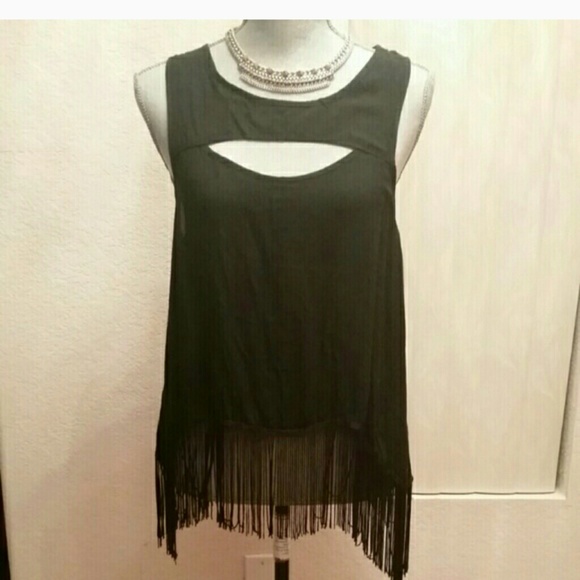 Black fringe top