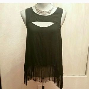 Black fringe top