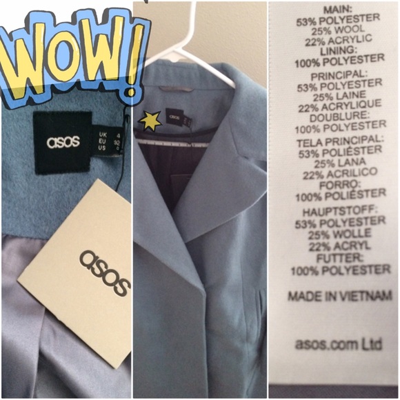 💛sale! ASOS brushed wool coat - Picture 4 of 6