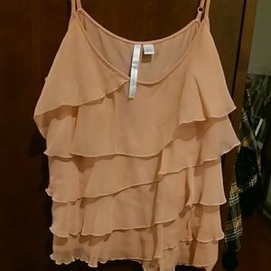 L light pink coral sleveless formal blouse