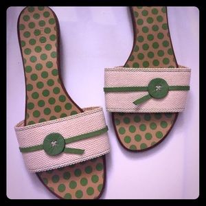 Kate Spade Size 9 Green Dots Open Heel Sandals