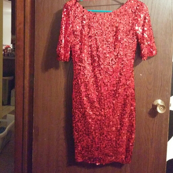 Red sequenced dress