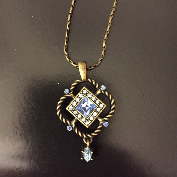 Turquoise pendant antique gold necklace