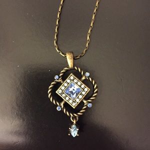 Turquoise pendant antique gold necklace