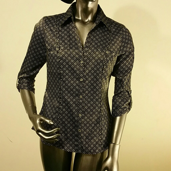 Blouse White House Black Market Black and White