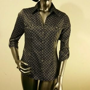 Blouse White House Black Market Black and White