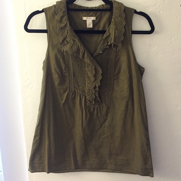 J Crew Army Green Sleeveless Top