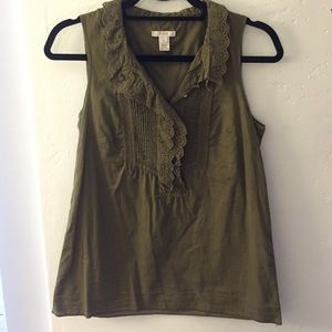 J Crew Army Green Sleeveless Top