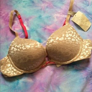 BNWT- AERIE NUDE LEOPARD LACE PUSH-UP BRA