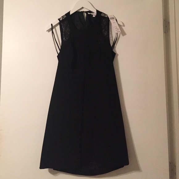 BCBG Gen open back dress with lace detail