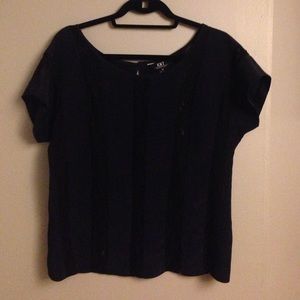 Navy and black lace top