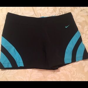 Nike athletic shorts. Black and turquoise