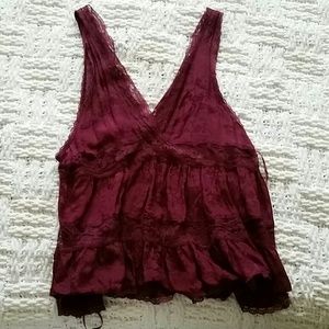 Burgundy free people blouse