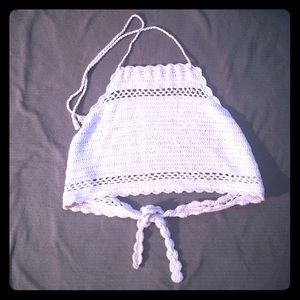 Vintage Sheree Massaquoi Ivory Crochet Halter Top