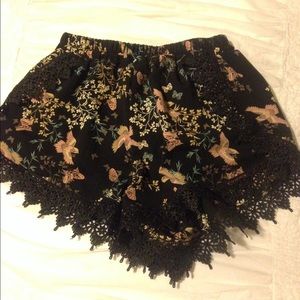 High waisted shorts patterned printed flower
