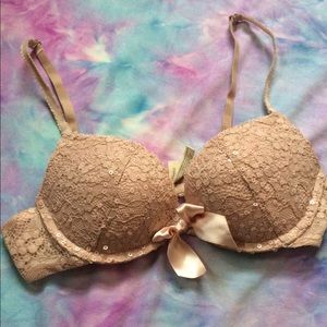 AERIE CHAMPAGNE SEQUINED PUSH-UP BRA
