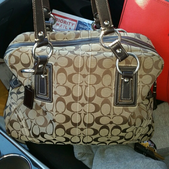 SOLD!! Coach large brown bag with signature C's!!