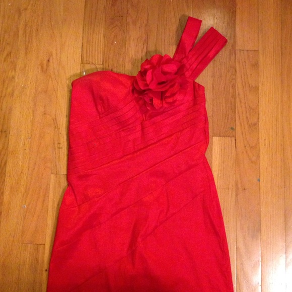 Red One Strap Flower Dress