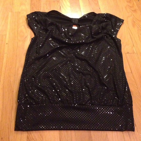 Black Sparkly Open Back Top