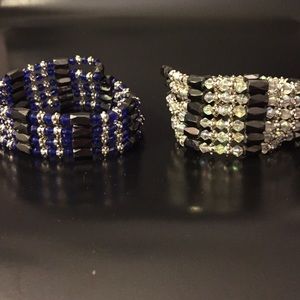 Magnetic blue and crystal beads