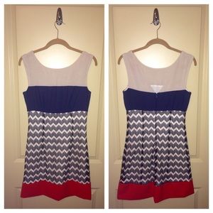 Navy and Red Chevron Dress