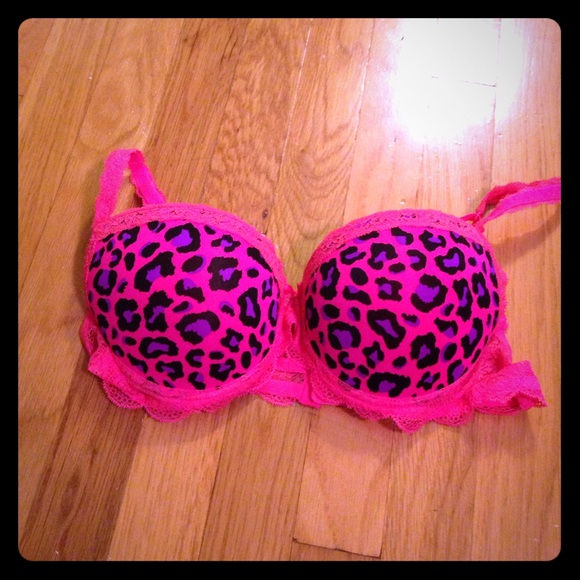 Hot Pink Cheetah Super Push Up Bra 36B
