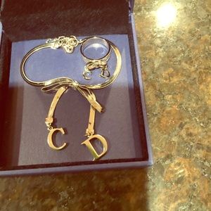 Dior white gold plated jewelry set