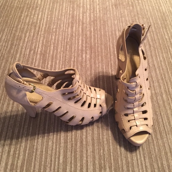 BCBG Nude Open Toe Booties