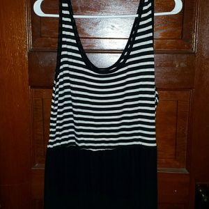 2x creme & black stripe maxi dress