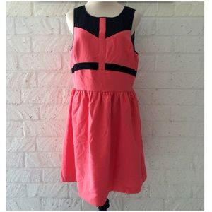 Kenzie Coral/Black Skater Dress