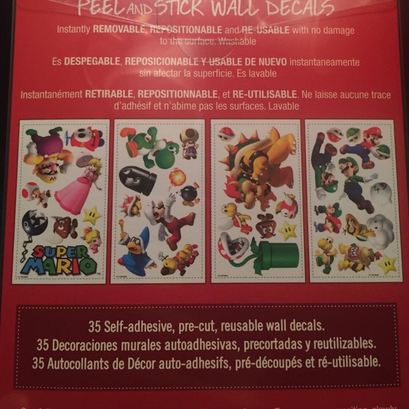 Unopened Super Mario peel & stick wall decals!