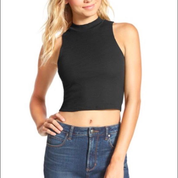 Mock Neck Black Crop Top