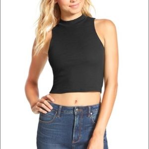 Mock Neck Black Crop Top