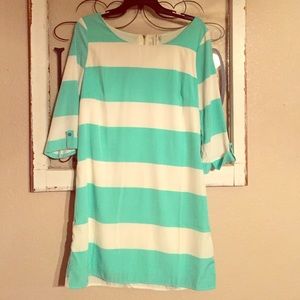 Cream and mint striped dress