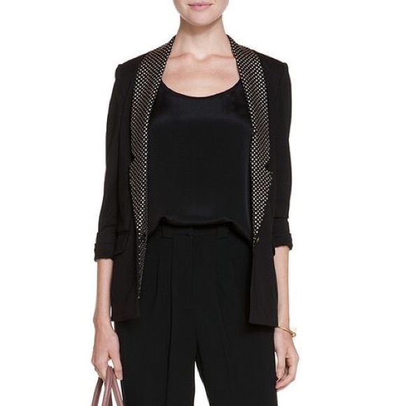 Debbie Shuckat Black Studded Tuxedo Jacket