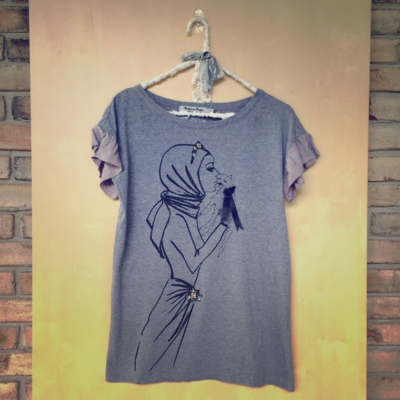 Twelve by Twelve Tops - "Just a Girl and Her Cat" Frilly-Sleeved Tee