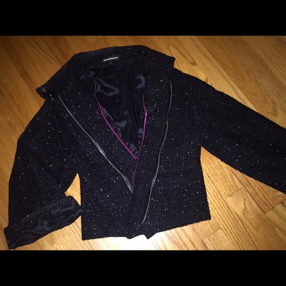 Black polyester blazer with metallic mixed in