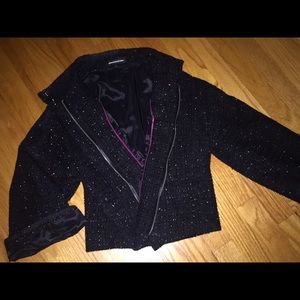 Black polyester blazer with metallic mixed in