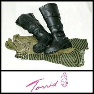 Wide Calf Hematite Chain Boots