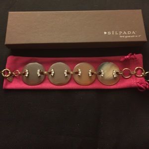 Silpada Horn Crystal Brass Bracet