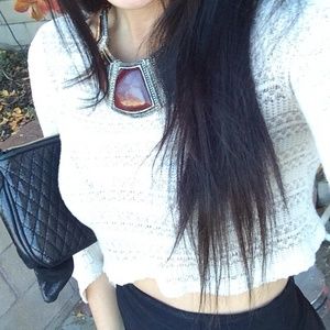 Long sleeve knitted crop top