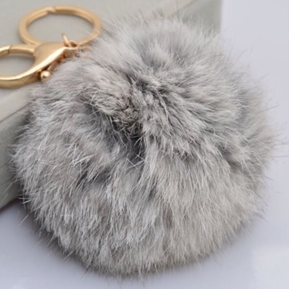Rabbit fur Pom Pom Keychain