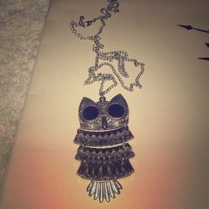 Owl long chain necklace