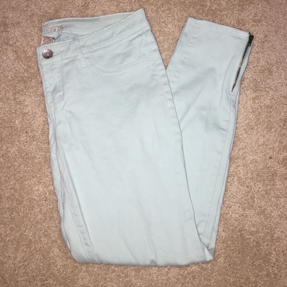 Mint zippered jeans