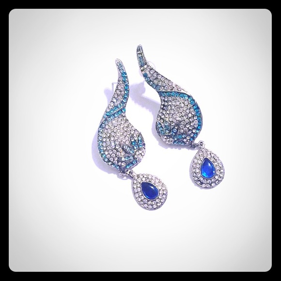 Blue and white Indian/ Pakistani drop earrings
